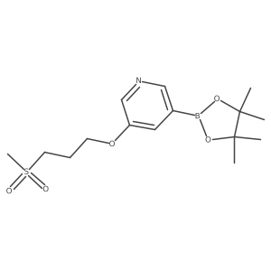 3-(3-(Methylsulfonyl)propoxy)-5-(4,4,5,5-tetramethyl-1,3,2-dioxaborolan-2-yl)pyridine结构式