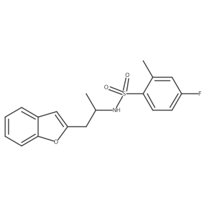 N-(1-(benzofuran-2-yl)propan-2-yl)-4-fluoro-2-methylbenzenesulfonamide结构式