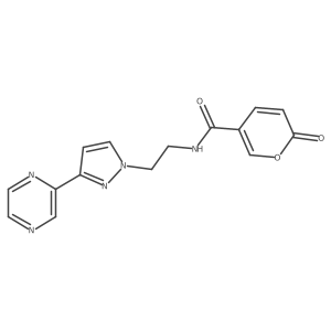 2-oxo-N-(2-(3-(pyrazin-2-yl)-1H-pyrazol-1-yl)ethyl)-2H-pyran-5-carboxamide结构式