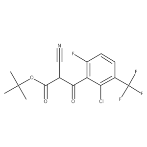 tert-Butyl 3-[(2'-chloro-6'-fluoro-3'-(trifluoromethyl))phenyl]-2-cyano-3-oxopropanoate结构式