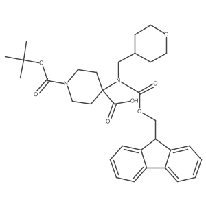 1-[(tert-butoxy)carbonyl]-4-({[(9H-fluoren-9-yl)methoxy]carbonyl}[(oxan-4-yl)methyl]amino)piperidine-4-carboxylic acid Structure