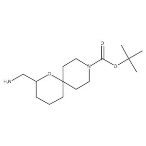 Tert-butyl 2-(aminomethyl)-1-oxa-9-azaspiro[5.5]undecane-9-carboxylate结构式
