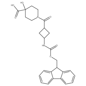 1-[3-({[(9H-fluoren-9-yl)methoxy]carbonyl}amino)cyclobutanecarbonyl]-4-hydroxypiperidine-4-carboxylic acid结构式