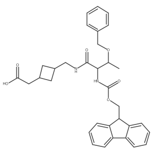 2-(3-{[3-(benzyloxy)-2-({[(9H-fluoren-9-yl)methoxy]carbonyl}amino)butanamido]methyl}cyclobutyl)acetic acid结构式