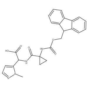 2-{[1-({[(9H-fluoren-9-yl)methoxy]carbonyl}amino)cyclopropyl]formamido}-2-(1-methyl-1H-pyrazol-5-yl)acetic acid Structure