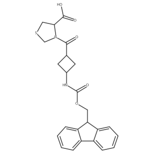 3-[3-({[(9H-fluoren-9-yl)methoxy]carbonyl}amino)cyclobutanecarbonyl]-1,3-thiazolidine-4-carboxylic acid Structure