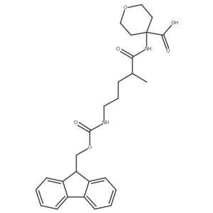 4-[5-({[(9H-fluoren-9-yl)methoxy]carbonyl}amino)-2-methylpentanamido]oxane-4-carboxylic acid结构式