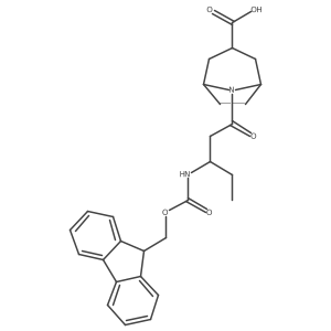 8-[3-({[(9H-fluoren-9-yl)methoxy]carbonyl}amino)pentanoyl]-8-azabicyclo[3.2.1]octane-3-carboxylic acid结构式