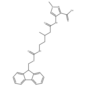 4-[5-({[(9H-fluoren-9-yl)methoxy]carbonyl}amino)-3-methylpentanamido]-1-methyl-1H-pyrazole-3-carboxylic acid结构式
