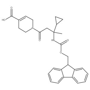 1-[3-cyclopropyl-3-({[(9H-fluoren-9-yl)methoxy]carbonyl}amino)butanoyl]-1,2,3,6-tetrahydropyridine-4-carboxylic acid结构式