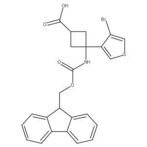 3-(4-bromothiophen-3-yl)-3-({[(9H-fluoren-9-yl)methoxy]carbonyl}amino)cyclobutane-1-carboxylic acid结构式
