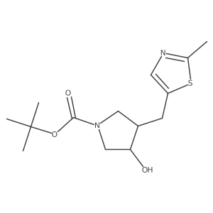 rac-tert-butyl (3R,4S)-3-hydroxy-4-[(2-methyl-1,3-thiazol-5-yl)methyl]pyrrolidine-1-carboxylate Structure