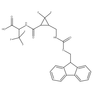 rac-2-{[(1R,3S)-3-[({[(9H-fluoren-9-yl)methoxy]carbonyl}amino)methyl]-2,2-difluorocyclopropyl]formamido}-3,3,3-trifluoropropanoic acid结构式