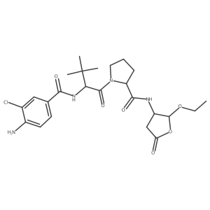 N-(4-Amino-3-chlorobenzoyl)-3-methyl-L-valyl-N-[(2S,3S)-2-ethoxytetrahydro-5-oxo-3-furanyl]-L-prolinamide结构式