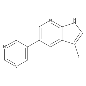 3-Iodo-5-pyrimidin-5-yl-1H-pyrrolo[2,3-b]pyridine结构式