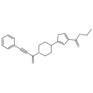 CCOC(=O)c1csc(C2CCN(C(=O)C#Cc3ccccc3)CC2)n1结构式