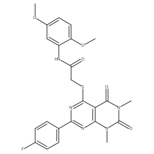 N-(2,5-dimethoxyphenyl)-2-((2-(4-fluorophenyl)-6,8-dimethyl-5,7-dioxo-5,6,7,8-tetrahydropyrimido[4,5-d]pyrimidin-4-yl)thio)acetamide Structure