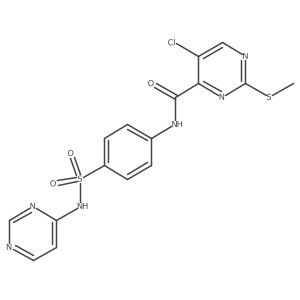 5-chloro-2-(methylsulfanyl)-N-[4-(pyrimidin-4-ylsulfamoyl)phenyl]pyrimidine-4-carboxamide结构式