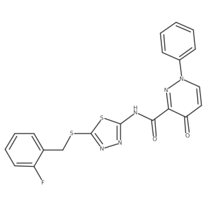 N-{5-[(2-fluorobenzyl)sulfanyl]-1,3,4-thiadiazol-2-yl}-4-oxo-1-phenyl-1,4-dihydropyridazine-3-carboxamide结构式