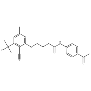 N-(4-acetylphenyl)-4-{[3-cyano-6-methyl-4-(trifluoromethyl)pyridin-2-yl]sulfanyl}butanamide结构式
