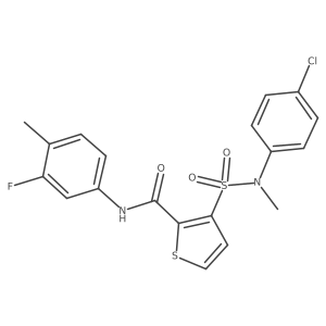 Cc1ccc(NC(=O)c2sccc2S(=O)(=O)N(C)c2ccc(Cl)cc2)cc1F结构式