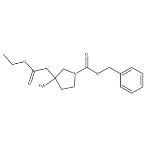 Benzyl 3-amino-3-(2-ethoxy-2-oxoethyl)pyrrolidine-1-carboxylate结构式