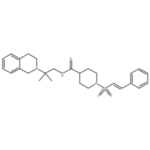 CC(C)(CNC(=O)C1CCN(S(=O)(=O)C=Cc2ccccc2)CC1)N1CCc2ccccc2C1结构式