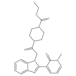 ethyl 4-(2-(2-(1-methyl-2-oxo-1,2-dihydropyridin-3-yl)-1H-benzo[d]imidazol-1-yl)acetyl)piperazine-1-carboxylate Structure