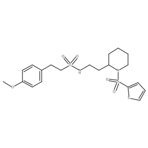 2-(4-methoxyphenyl)-N-(2-(1-(thiophen-2-ylsulfonyl)piperidin-2-yl)ethyl)ethanesulfonamide结构式