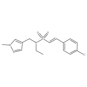 (E)-2-(4-chlorophenyl)-N-ethyl-N-[(1-methylpyrazol-4-yl)methyl]ethenesulfonamide结构式