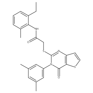 2-{[3-(3,5-dimethylphenyl)-4-oxo-3,4-dihydrothieno[3,2-d]pyrimidin-2-yl]sulfanyl}-N-(2-ethyl-6-methylphenyl)acetamide结构式