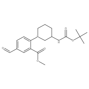 Methyl 2-(3-{[(tert-butoxy)carbonyl]amino}piperidin-1-yl)-5-formylbenzoate结构式