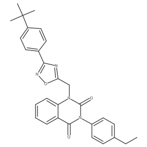 1-((3-(4-(tert-butyl)phenyl)-1,2,4-oxadiazol-5-yl)methyl)-3-(4-ethylphenyl)quinazoline-2,4(1H,3H)-dione结构式