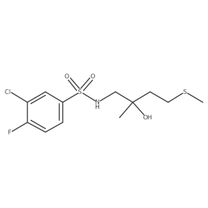 3-chloro-4-fluoro-N-(2-hydroxy-2-methyl-4-(methylthio)butyl)benzenesulfonamide Structure