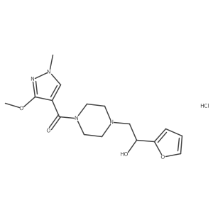 (4-(2-(furan-2-yl)-2-hydroxyethyl)piperazin-1-yl)(3-methoxy-1-methyl-1H-pyrazol-4-yl)methanone hydrochloride Structure