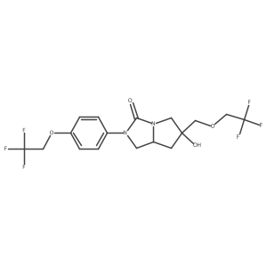 (6S,7aS)-6-Hydroxy-6-((2,2,2-trifluoroethoxy)methyl)-2-(4-(2,2,2-trifluoroethoxy)phenyl)tetrahydro-1H-pyrrolo[1,2-c]imidazol-3(2H)-one Structure
