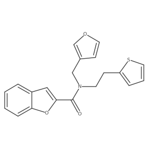 N-(furan-3-ylmethyl)-N-(2-(thiophen-2-yl)ethyl)benzofuran-2-carboxamide结构式