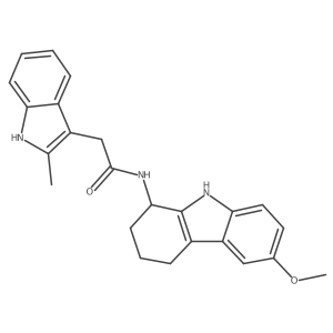 N-(6-methoxy-2,3,4,9-tetrahydro-1H-carbazol-1-yl)-2-(2-methyl-1H-indol-3-yl)acetamide结构式