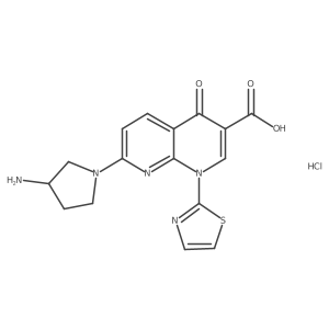 7-(3-Aminopyrrolidin-1-yl)-1,4-dihydro-4-oxo-1-(thiazol-2-yl)-1,8-naphthyridine-3-carboxylic acid hydrochloride Structure