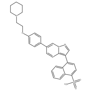 4-[6-[4-[2-(1-Piperidinyl)ethoxy]phenyl]pyrazolo[1,5-a]pyrimidin-3-yl]-1-naphthalenesulfonamide结构式