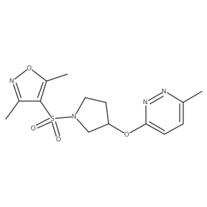 3,5-Dimethyl-4-((3-((6-methylpyridazin-3-yl)oxy)pyrrolidin-1-yl)sulfonyl)isoxazole结构式