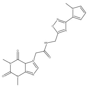 2-(1,3-dimethyl-2,6-dioxo-5H-purin-7-ium-7-yl)-N-[[3-(1-methylpyrrol-2-yl)-1,2,4-oxadiazol-5-yl]methyl]acetamide Structure