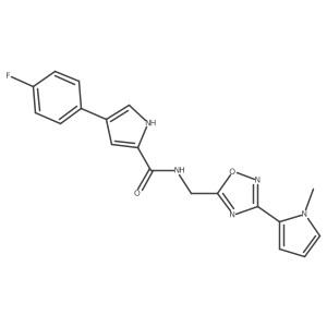 4-(4-fluorophenyl)-N-((3-(1-methyl-1H-pyrrol-2-yl)-1,2,4-oxadiazol-5-yl)methyl)-1H-pyrrole-2-carboxamide结构式