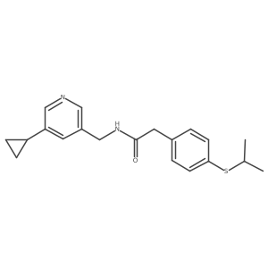 N-((5-cyclopropylpyridin-3-yl)methyl)-2-(4-(isopropylthio)phenyl)acetamide结构式