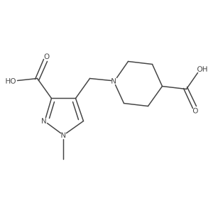 1-[(3-carboxy-1-methyl-1H-pyrazol-4-yl)methyl]piperidine-4-carboxylic acid结构式