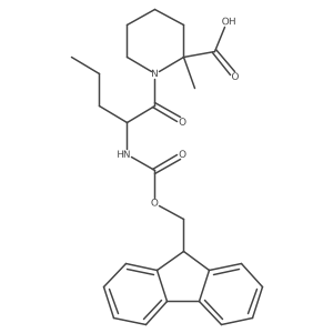 1-[(2S)-2-({[(9H-fluoren-9-yl)methoxy]carbonyl}amino)pentanoyl]-2-methylpiperidine-2-carboxylic acid结构式