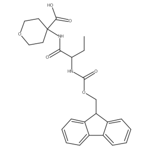 4-[2-({[(9H-fluoren-9-yl)methoxy]carbonyl}amino)butanamido]oxane-4-carboxylic acid Structure