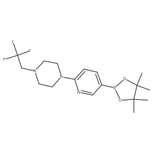 1-[5-(4,4,5,5-Tetramethyl-[1,3,2]dioxaborolan-2-yl)-pyridin-2-yl]-4-(2,2,2-trifluoroethyl)-piperazine Structure