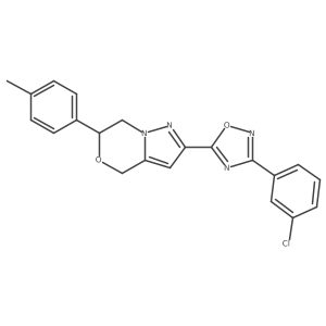 3-(3-chlorophenyl)-5-[6-(4-methylphenyl)-4H,6H,7H-pyrazolo[3,2-c][1,4]oxazin-2-yl]-1,2,4-oxadiazole结构式
