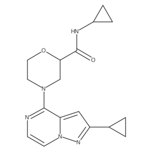 N-cyclopropyl-4-{2-cyclopropylpyrazolo[1,5-a]pyrazin-4-yl}morpholine-2-carboxamide结构式
